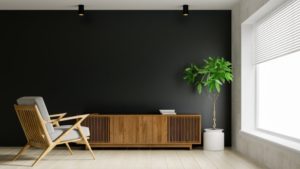 living room that demonstrates successfully painting with black
