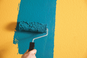 a close-up of a painted accent wall